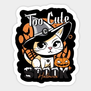 Halloween Cute Black Cat Witch Hat Pumpkin For Kids Girls Sticker